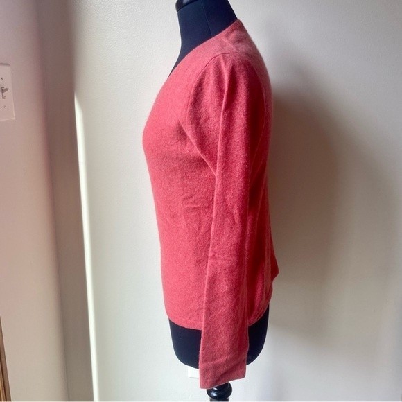 CHARTER CLUB Cashmere Sweater 2-ply V-neck Orange Coral - Picture 4 of 6
